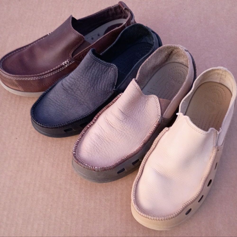 🔥Crocs LOT🌟EUC✨Mens 9👞Walu⚓Santa Cruz,4 pr.🙀Slip On Loafer Collection👀Nice!